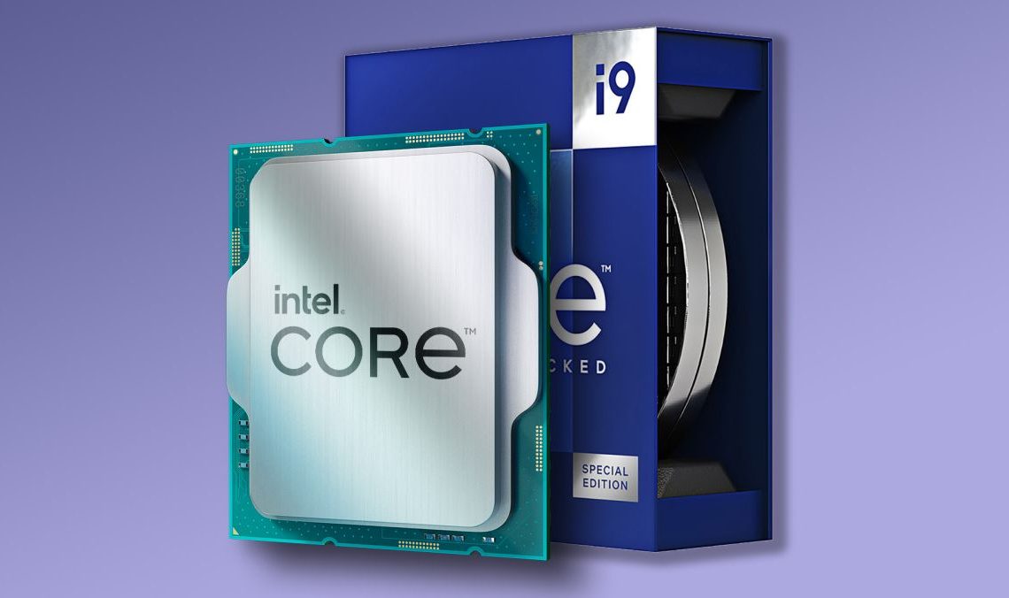 Intel Core i9 13900K Raptor Lake chip on a promotional box