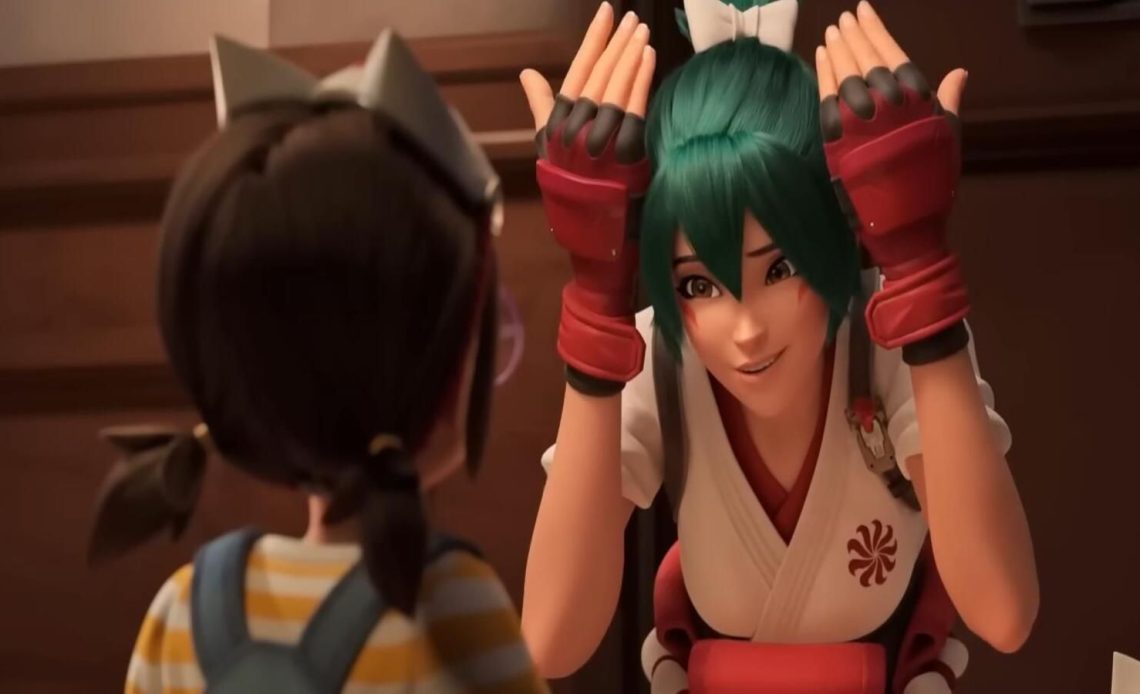 Kiriko gestures for Fox Ears Overwatch 2 cinematic