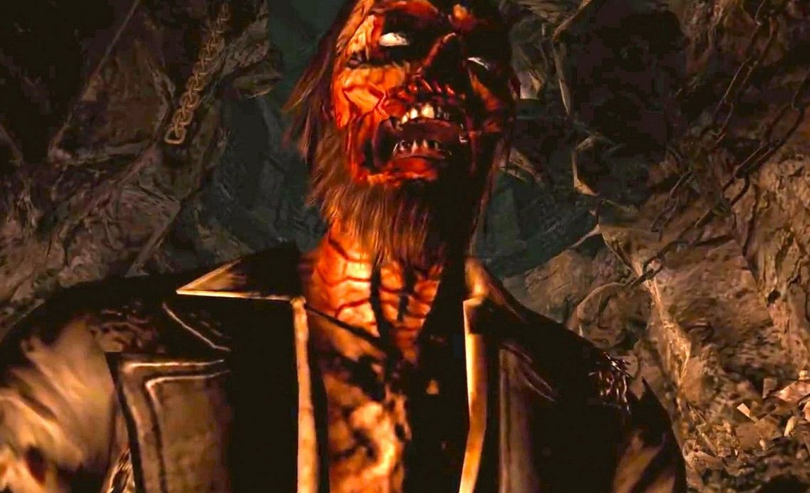 Image from the Resident Evil HD remake showing a close-up of a Crimson Head.