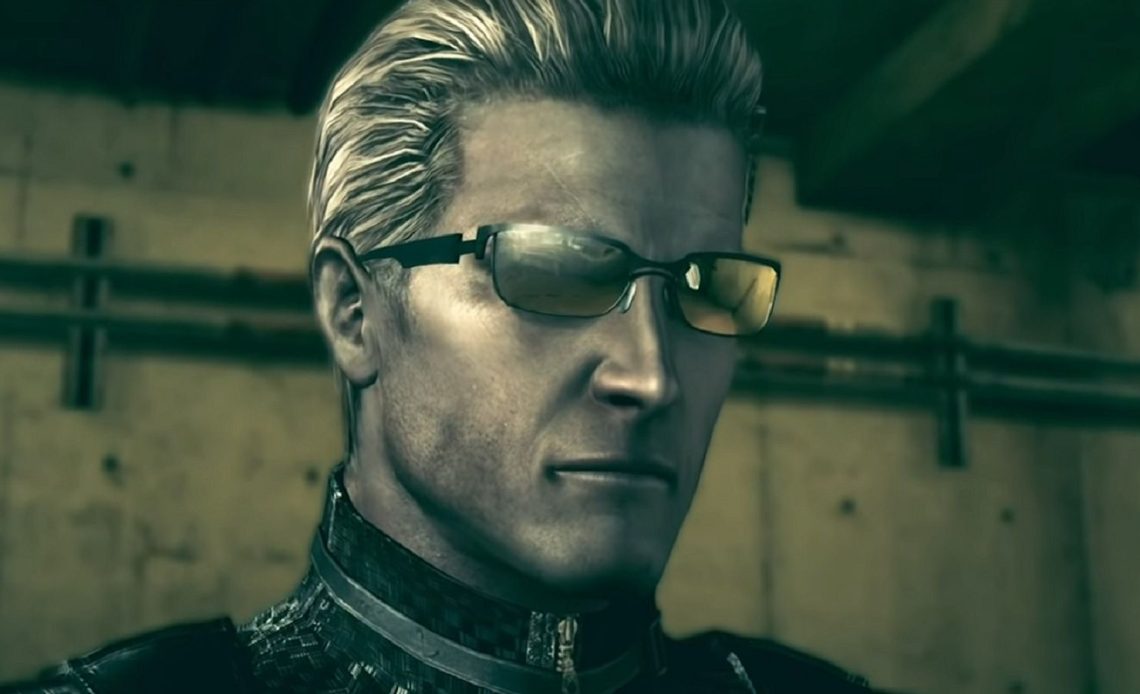 Image from Resident Evil 5 showing a close-up of Albert Wesker.