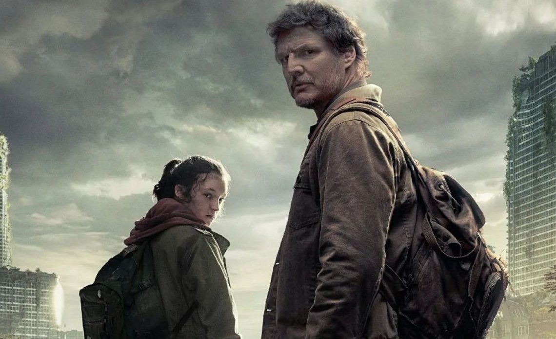 Image from the HBO adaptation of The last of Us showing Joel and Ellie looking back over their shoulders.