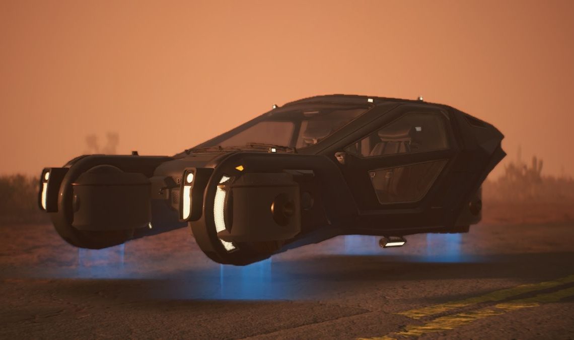 Blade Runner'dan bu uçan araba, Cyberpunk 2077 ile modifiye edildiğinde kendini evinde gibi hissediyor