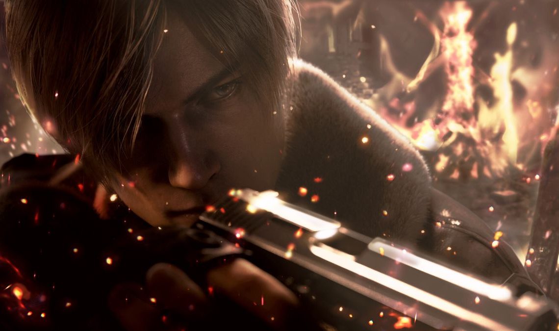 2023 games — Leon Kennedy aims his sidearm in the remake of Resident Evil 4.