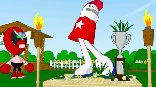 Some characters talk to each other in the Homestar Runner game.