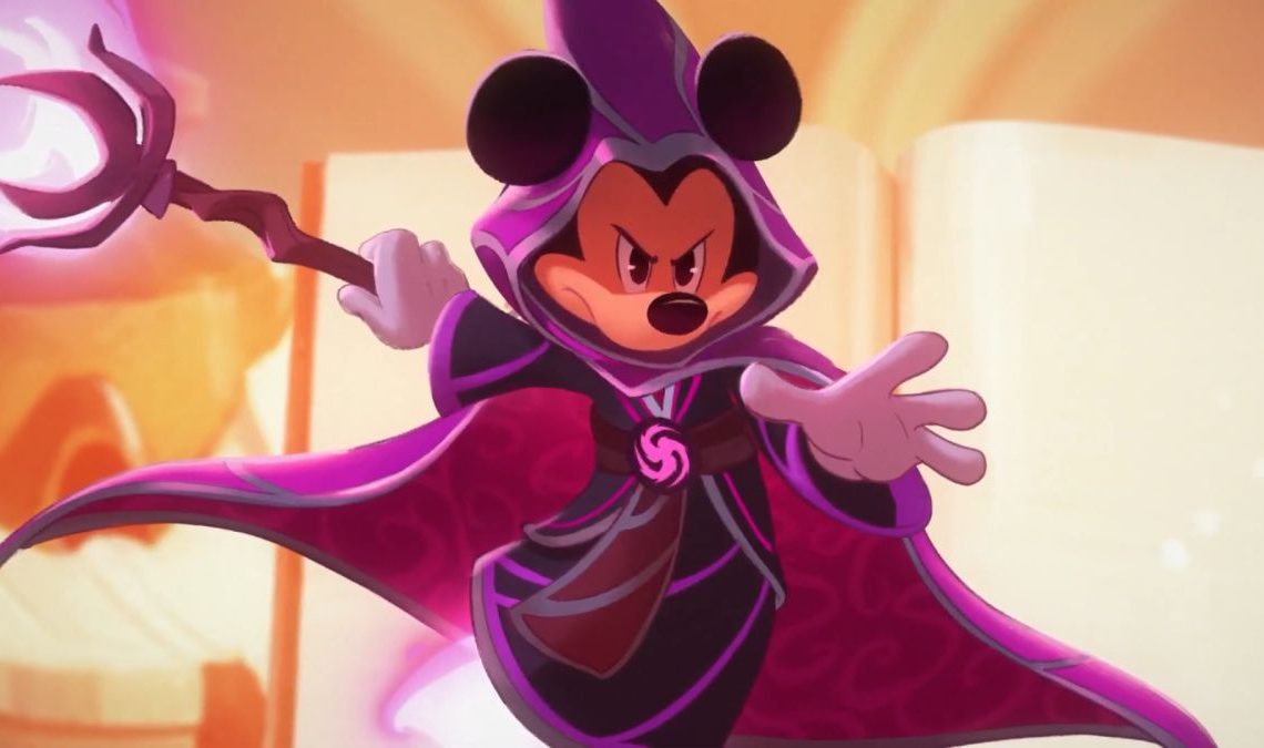 Mickey Mouse in full mage gear.