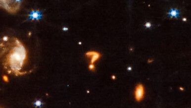 A question mark in space.