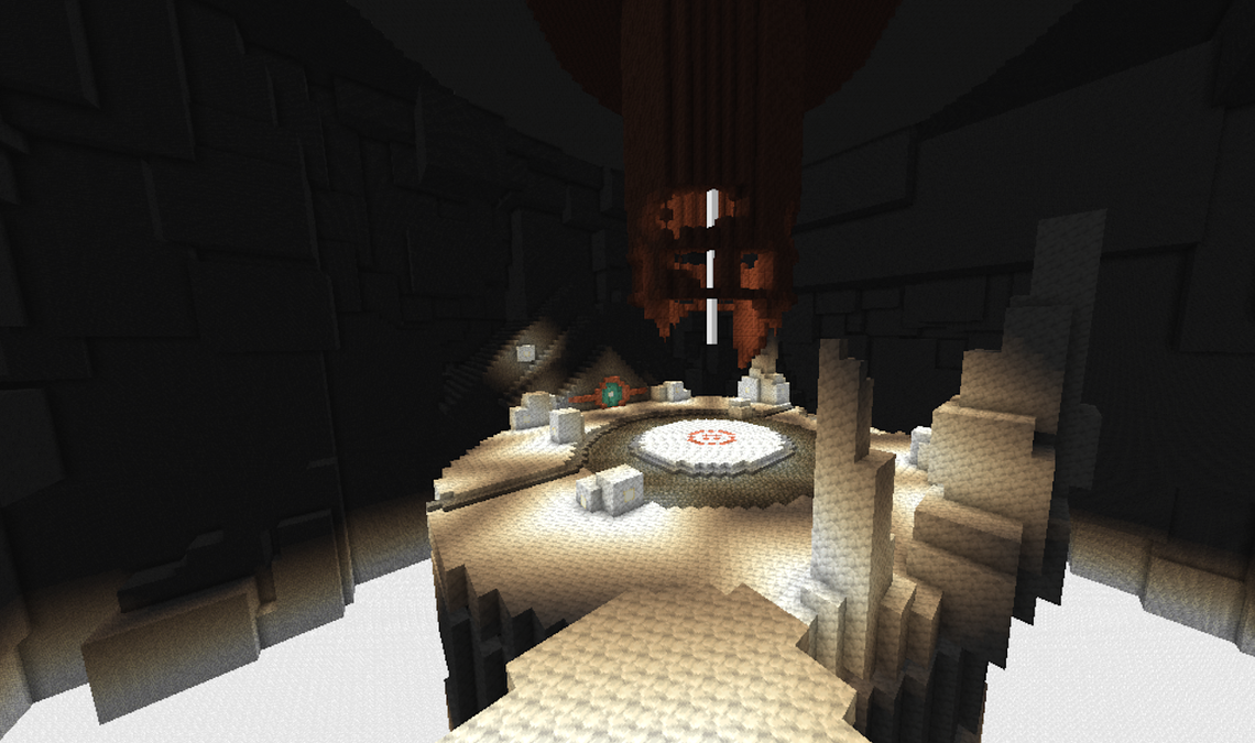 An image of a recreated Destiny 2 map in Minecraft.