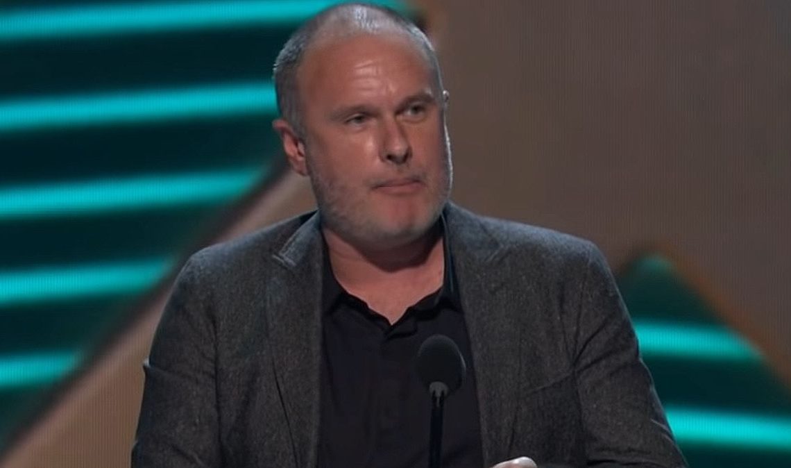 Michael Unsworth accepts the Best Narrative award on behalf of Rockstar Games at The Game Awards 2018