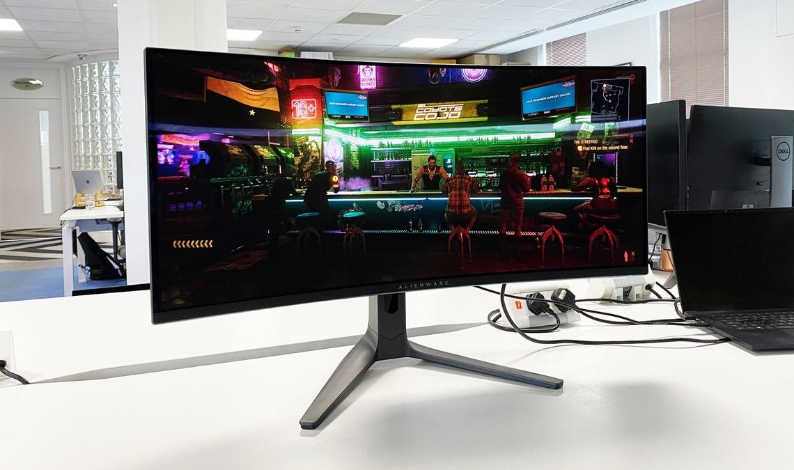 An image of the Dell Alienware AW3423DWF OLED monitor in HDR mode
